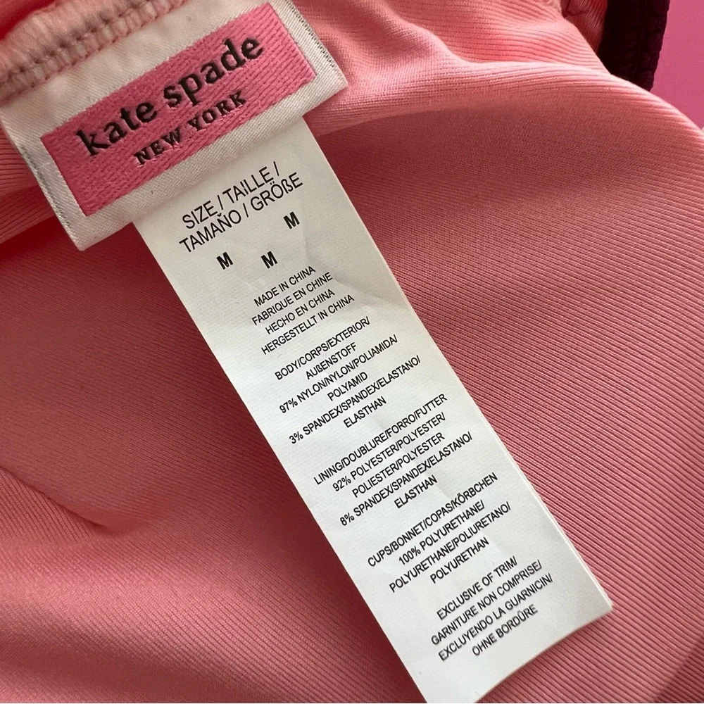 NWT Kate Spade New York Shell Pink Contrast Trim One Piece Swimsuit Bikini M - Picture 12 of 13